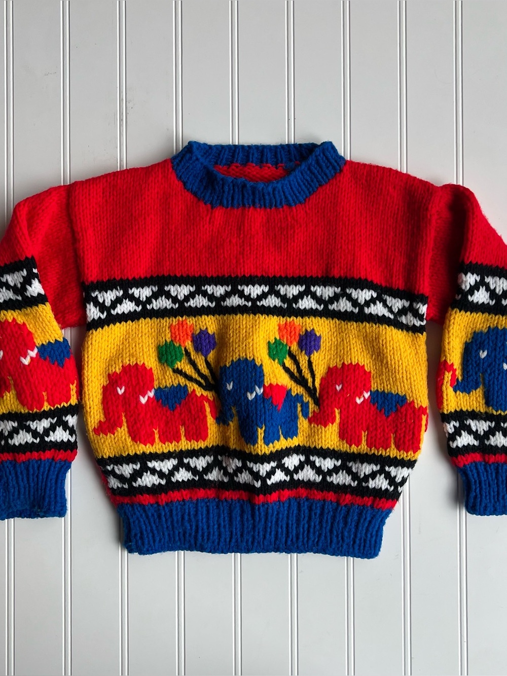 Vintage Knit Circus Animal Toddler Pullover Sweater